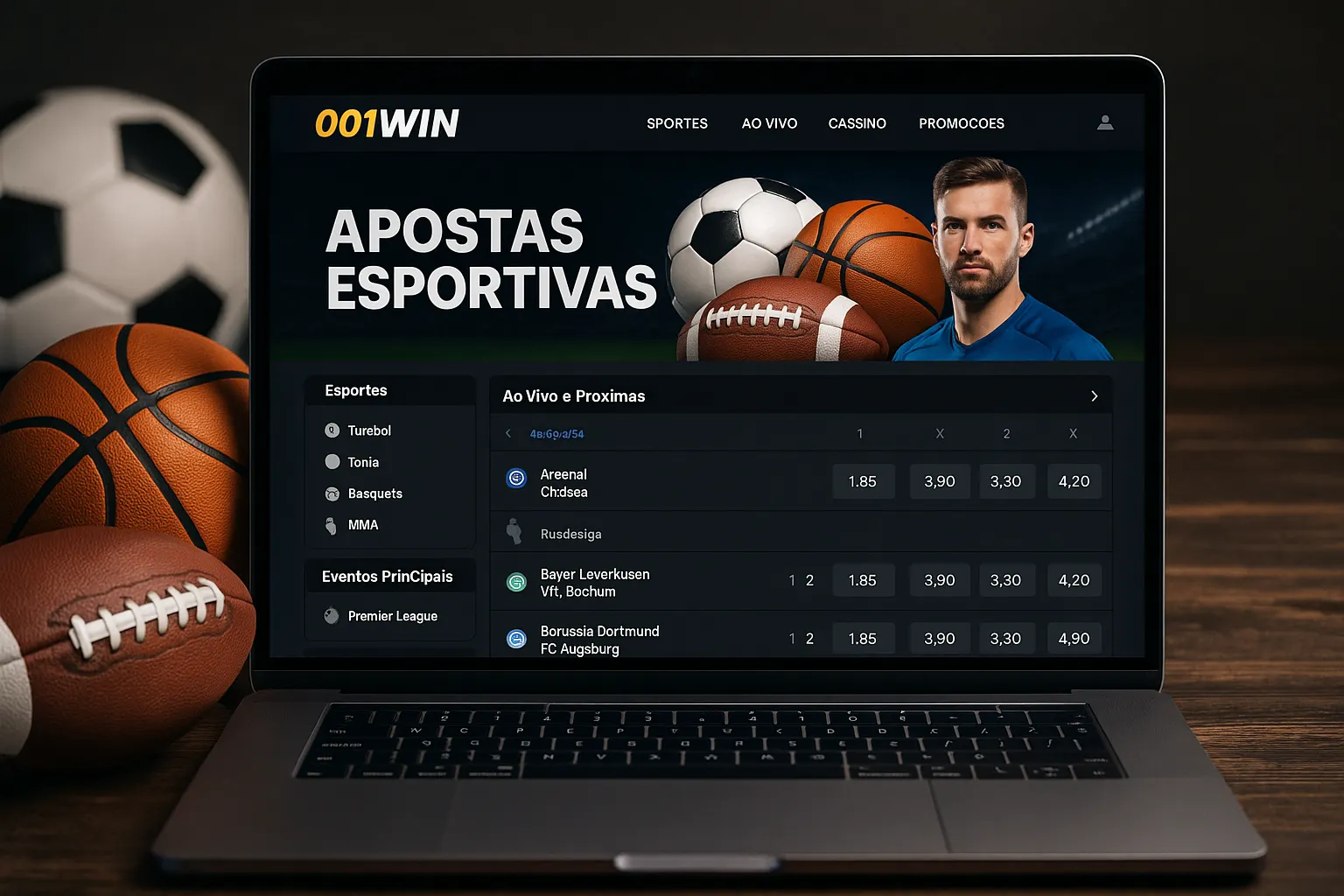 Aposte em apostas esportivas no cassino online 001WIN