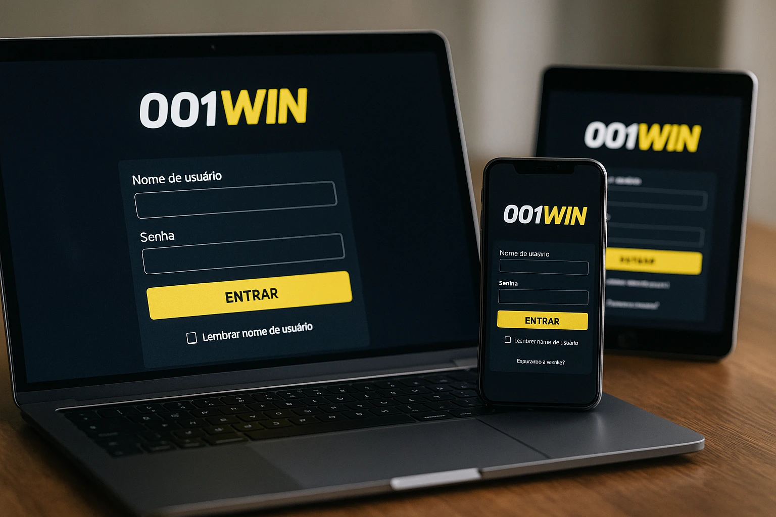 Criar uma nova Conta no plataforma 001WIN